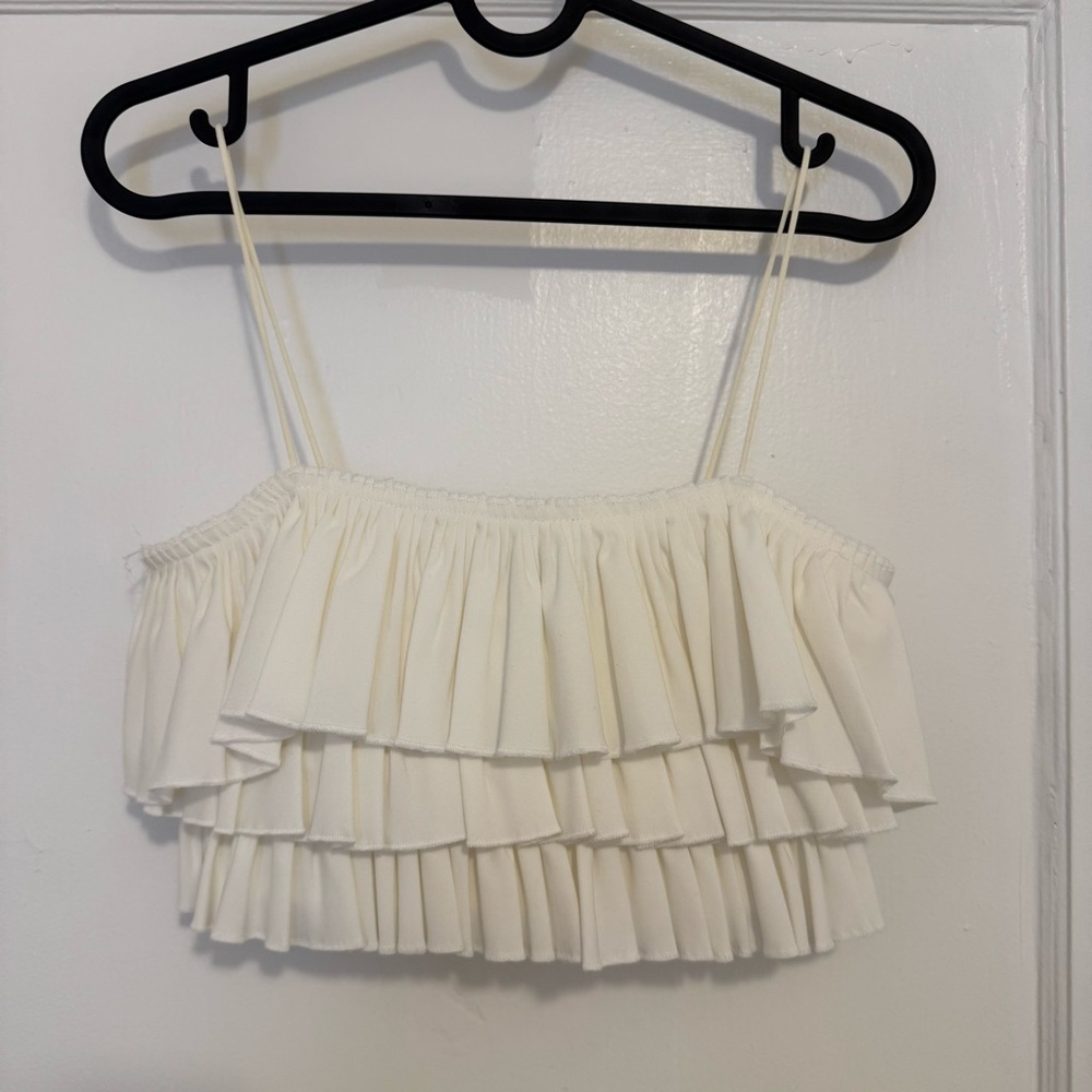 Ivory ruffle crop top, Zara, size small.